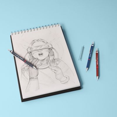 Автоматичен молив Rotring Tikky Retro, 0.7mm, червен