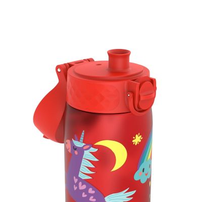 Бутилка за вода Ion8 Print, рециклирана пластмаса, 500ml, ЕДНОРОЗИ ЧЕРВЕНИ