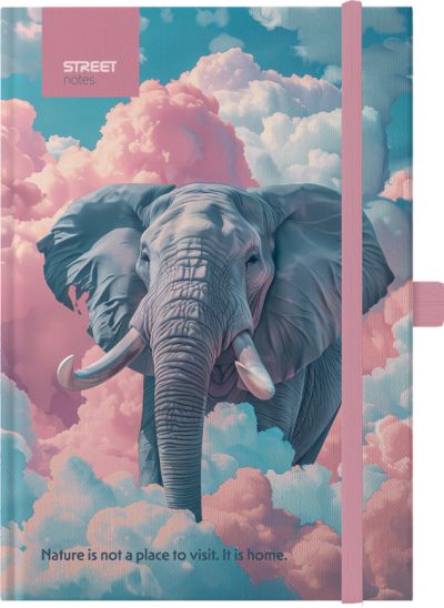 Бележник с ластик A6 Street, твърда корица, 96 листа, Elephant
