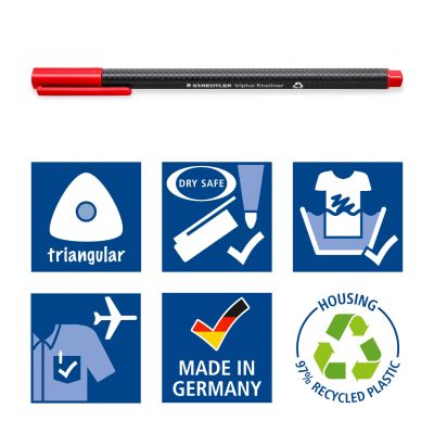 Комплект тънкописци Staedtler 334, 10 цвята в кутия