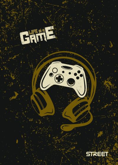 Тетрадка с телчета А5, 60 листа, широки редове, БГ, Gaming