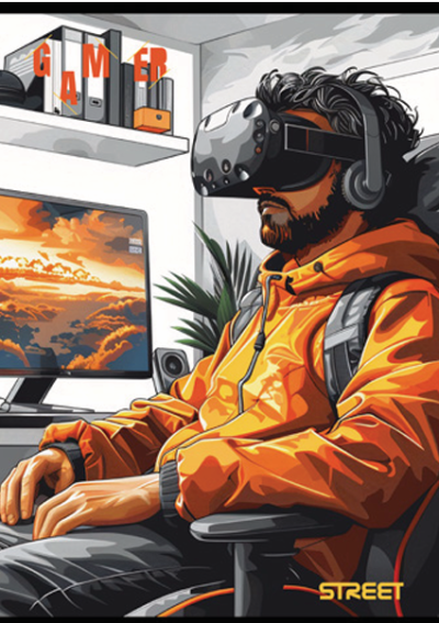 Тетрадка с телчета А4, 60 листа, широки редове , БГ, Gaming