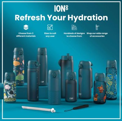 Бутилка за вода Ion8 SC, рециклирана пластмаса, 1000ml, СИНЬОЗЕЛЕН