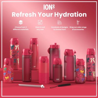 Бутилка за вода Ion8 SC, рециклирана пластмаса, 1000ml, МАГЕНТА