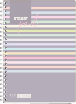 Тетрадка Street Pad, А4, спирала, ламинат, 100 листа, малки квадратчета, stripes
