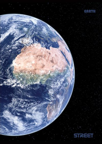 Тетрадка с телчета А4, 60 листа, широки редове , БГ, Planets