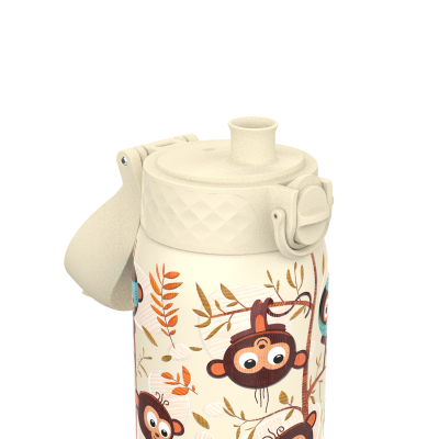 Бутилка за вода Ion8 Print, метална, 400ml, Monkeys