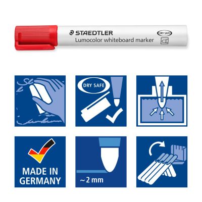 Маркер Staedtler Lumocolor 351 за бяла дъска, объл връх, черен