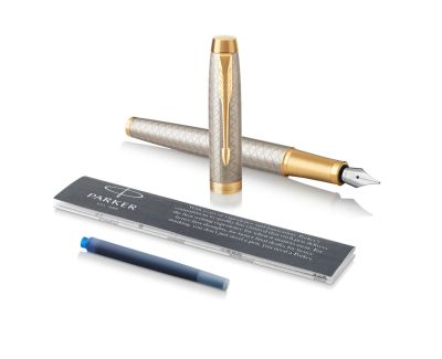Писалка Parker IM Prem Warm Silver GT, F, с кутия