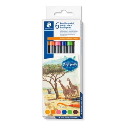 Акварелни  флумастри Staedtler DJ, двувърхи, 6 цвята, AFRICA