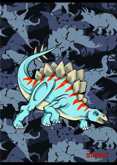 Тетрадка Street, А5, бели листа, 54л, Dinosaurs