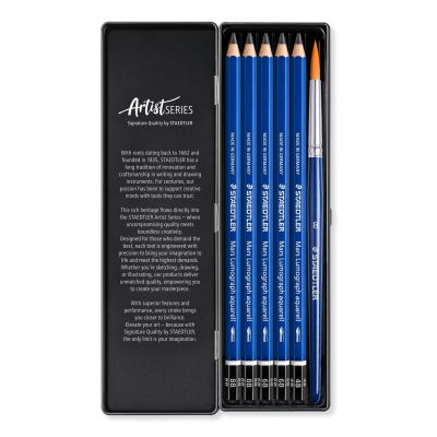 Комплект акварелни  моливи Staedtler Mars Lumograph, 5 броя + четка