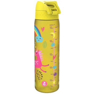Бутилка за вода Ion8 Print, рец.пл, 500ml, ЕДНОРОЗИ ЖЪЛТИ