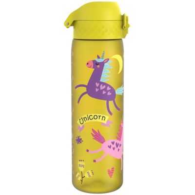 Бутилка за вода Ion8 Print, рец.пл, 500ml, ЕДНОРОЗИ ЖЪЛТИ