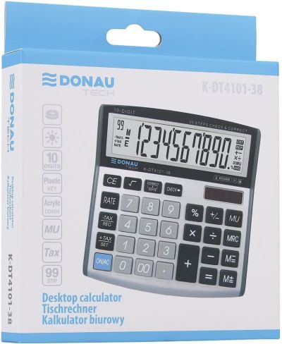 Настолен калкулатор Donau Tech 4101, 10 разряда, сребро
