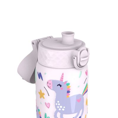 Бутилка за вода Ion8 Print, метална, 400ml, ЕДНОРОЗИ