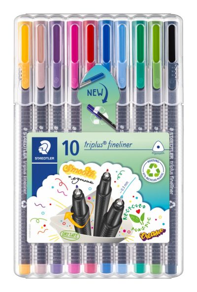 Комплект тънкописци Staedtler 334, 10 цвята в кутия