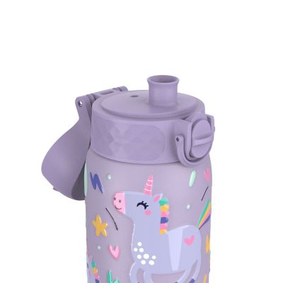 Бутилка за вода Ion8 Print, метална, 400ml, ЕДНОРОЗИ ЛИЛАВА