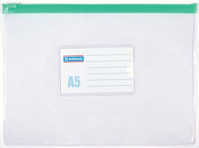 Папка с цветен цип Donau, A5, 170микрона 240х180mm, прозрачно