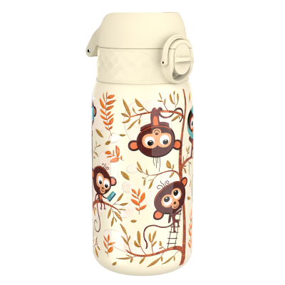 Бутилка за вода Ion8 Print, метална, 400ml, Monkeys
