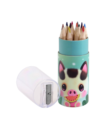 Цветни моливи Bangoberry Piggy Pig, 12 цвята тубус