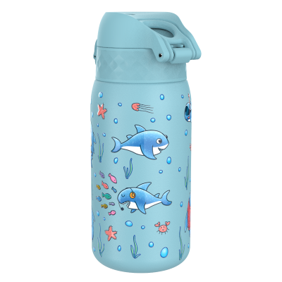 Бутилка за вода Ion8 Print, метална, 400ml, Sharks