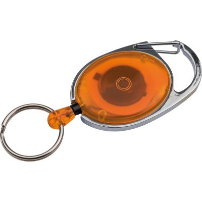 Ключодържател с ролетка и карабинер, ОРАНЖЕВ
